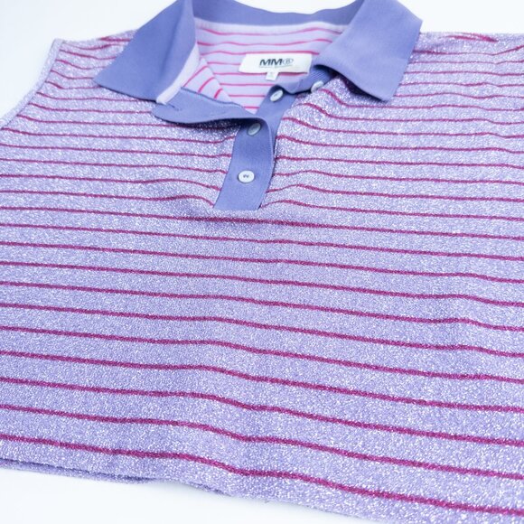 Like new! MM6 Maison Martin Margiela Lilac and Pink Striped Polo - Medium - Picture 1 of 13